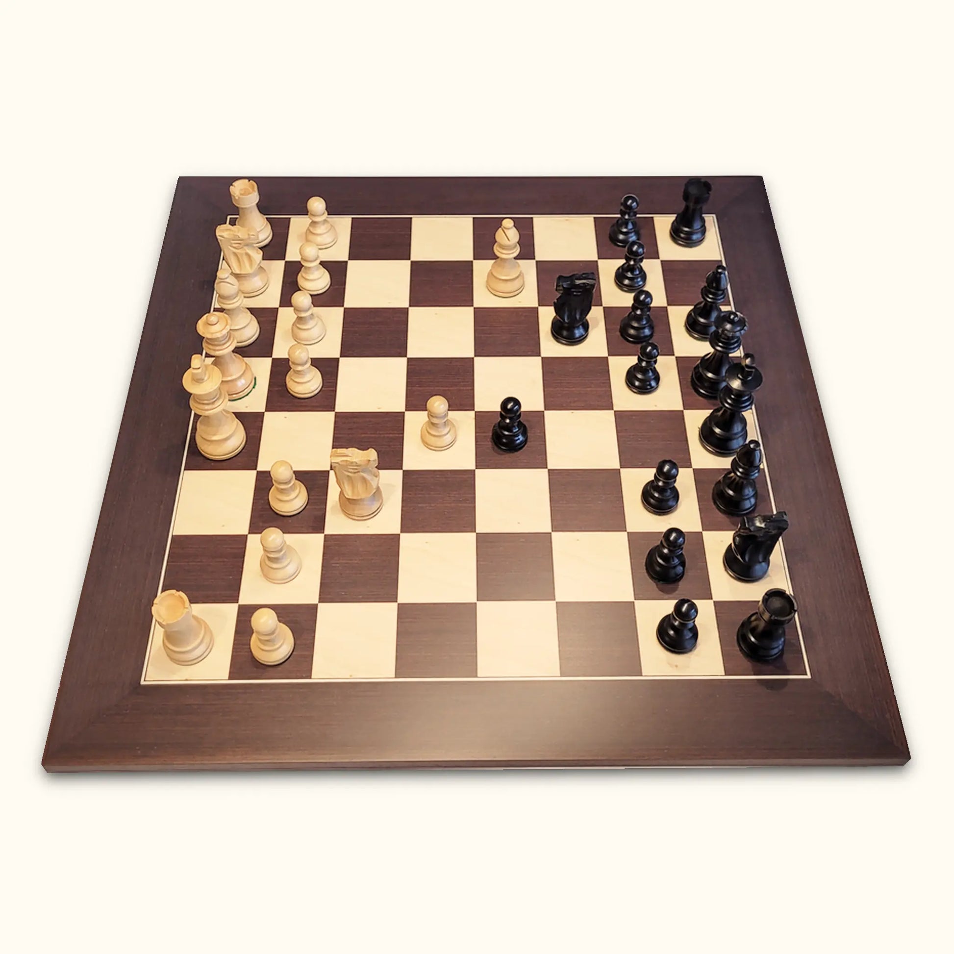 Chess set paris at dusk with chess pieces french staunton and chessboard wenge deluxe side view