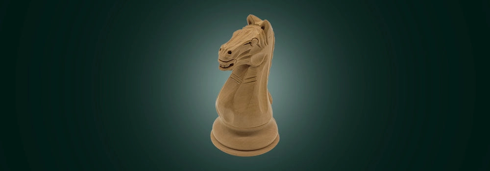 Staunton chess piece supreme fierce knight on green background