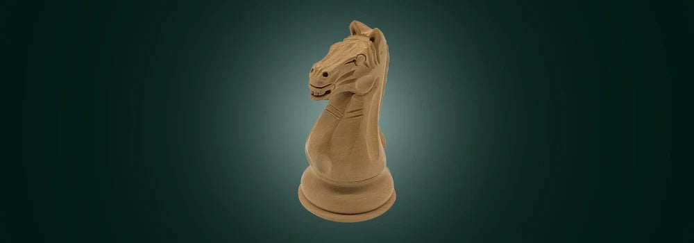 Staunton chess piece supreme fierce knight on green background