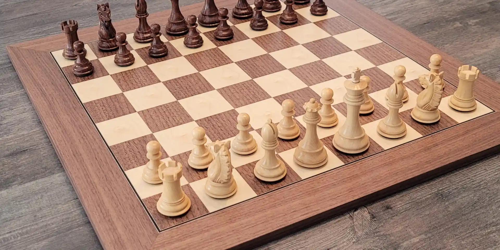 French Staunton Chess Set – Weighted Pieces & Walnut Wood Board