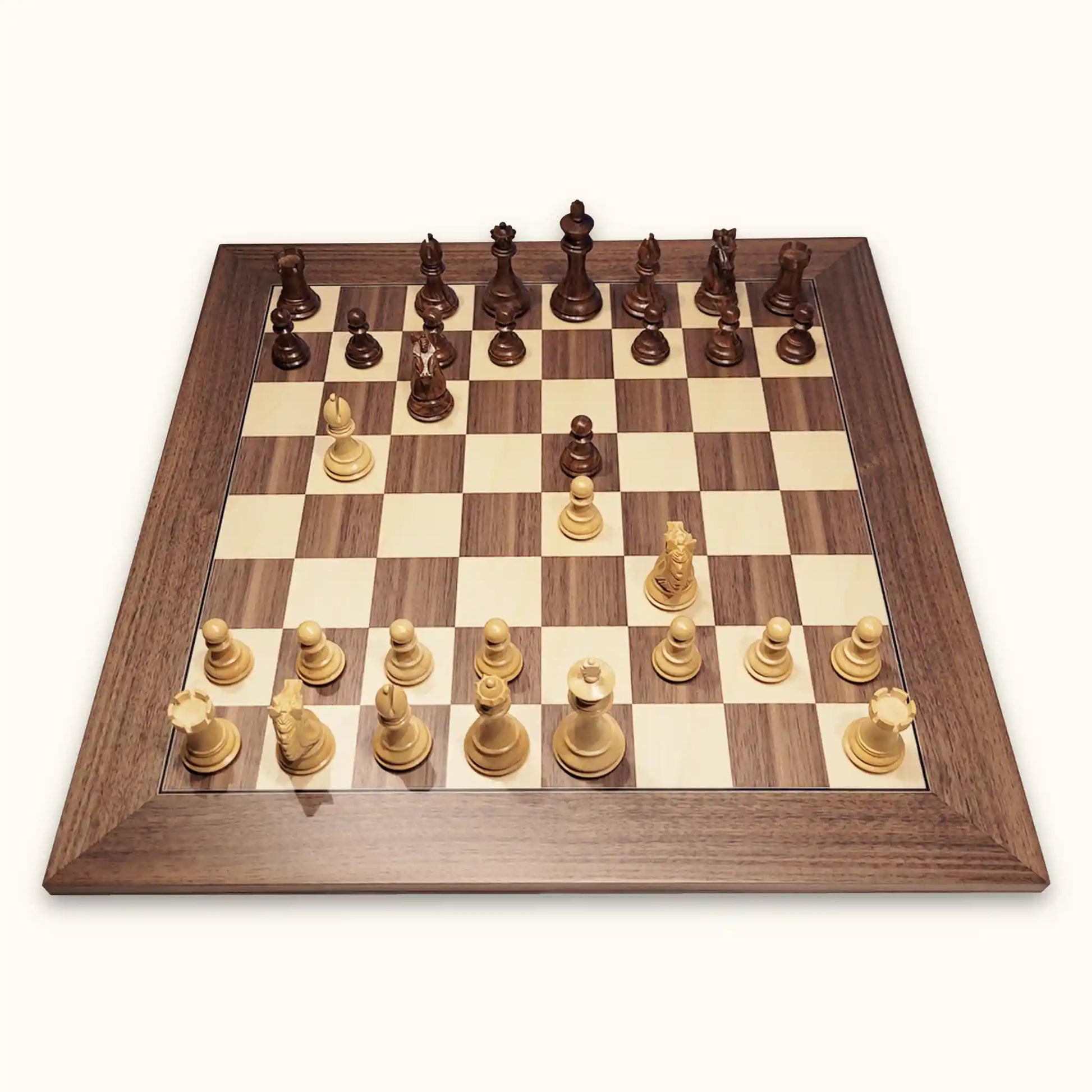 Chess pieces alban knight palisander on walnut chessboard top