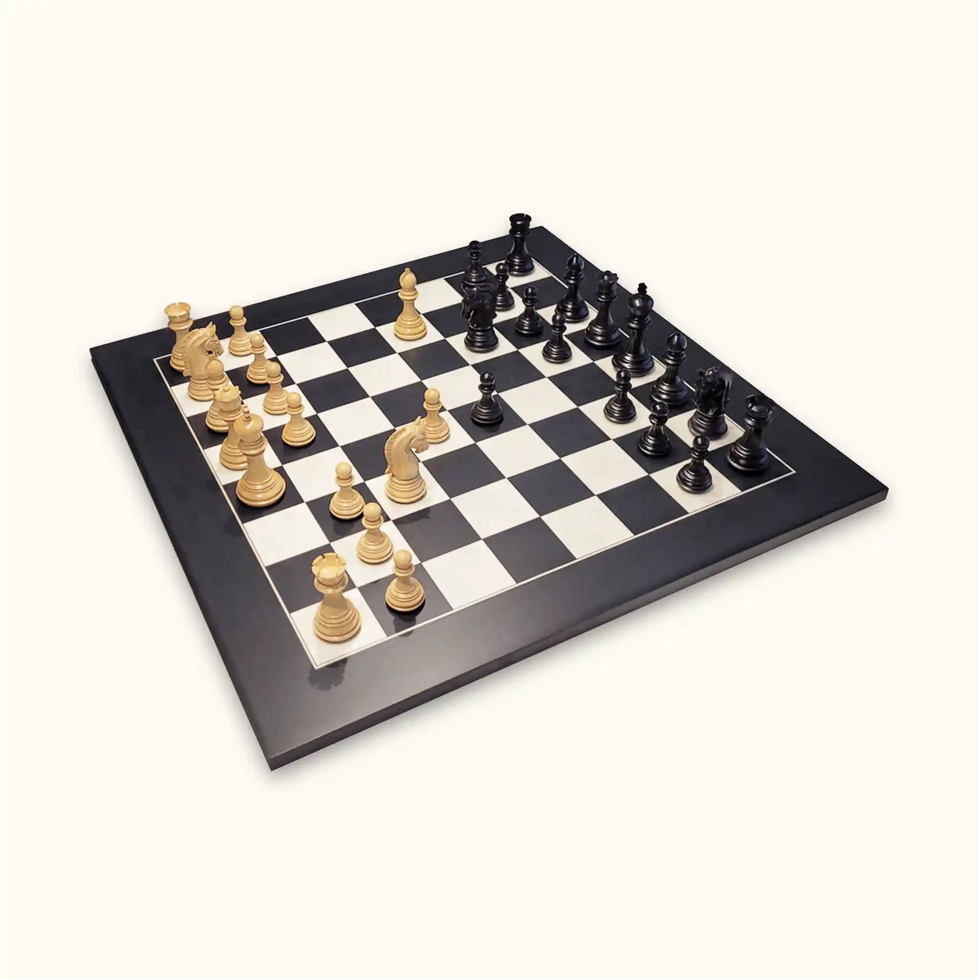Chess pieces imperial black on black chessboard diagonal