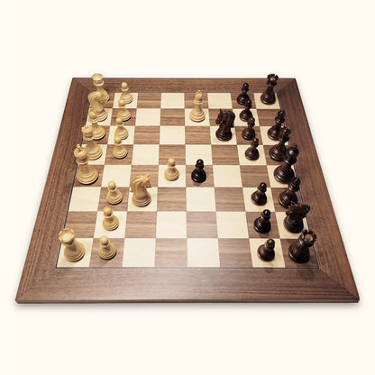 Chess pieces imperial palisander on walnut chessboard side