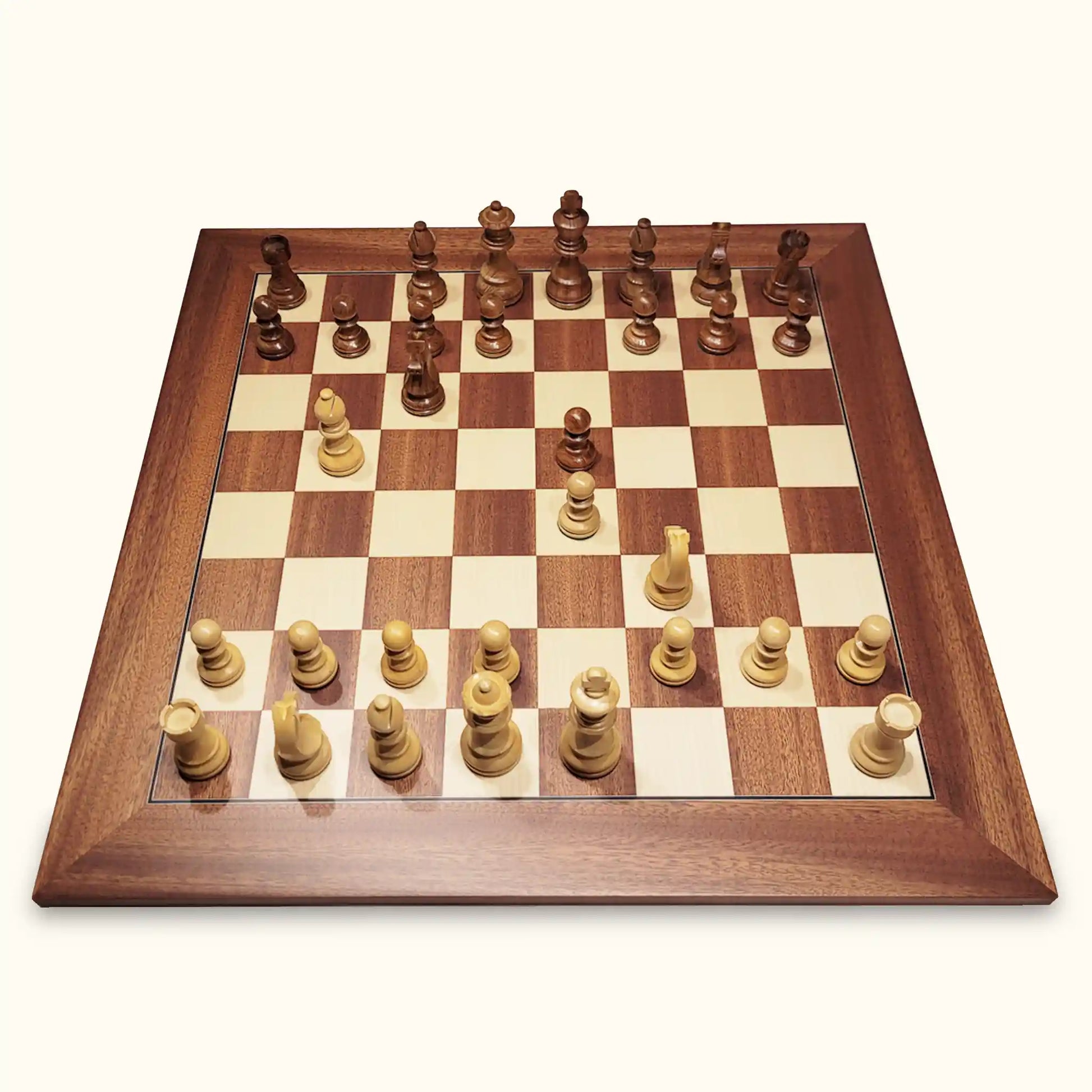 Chessboard mahogany deluxe with chess pieces german knight top