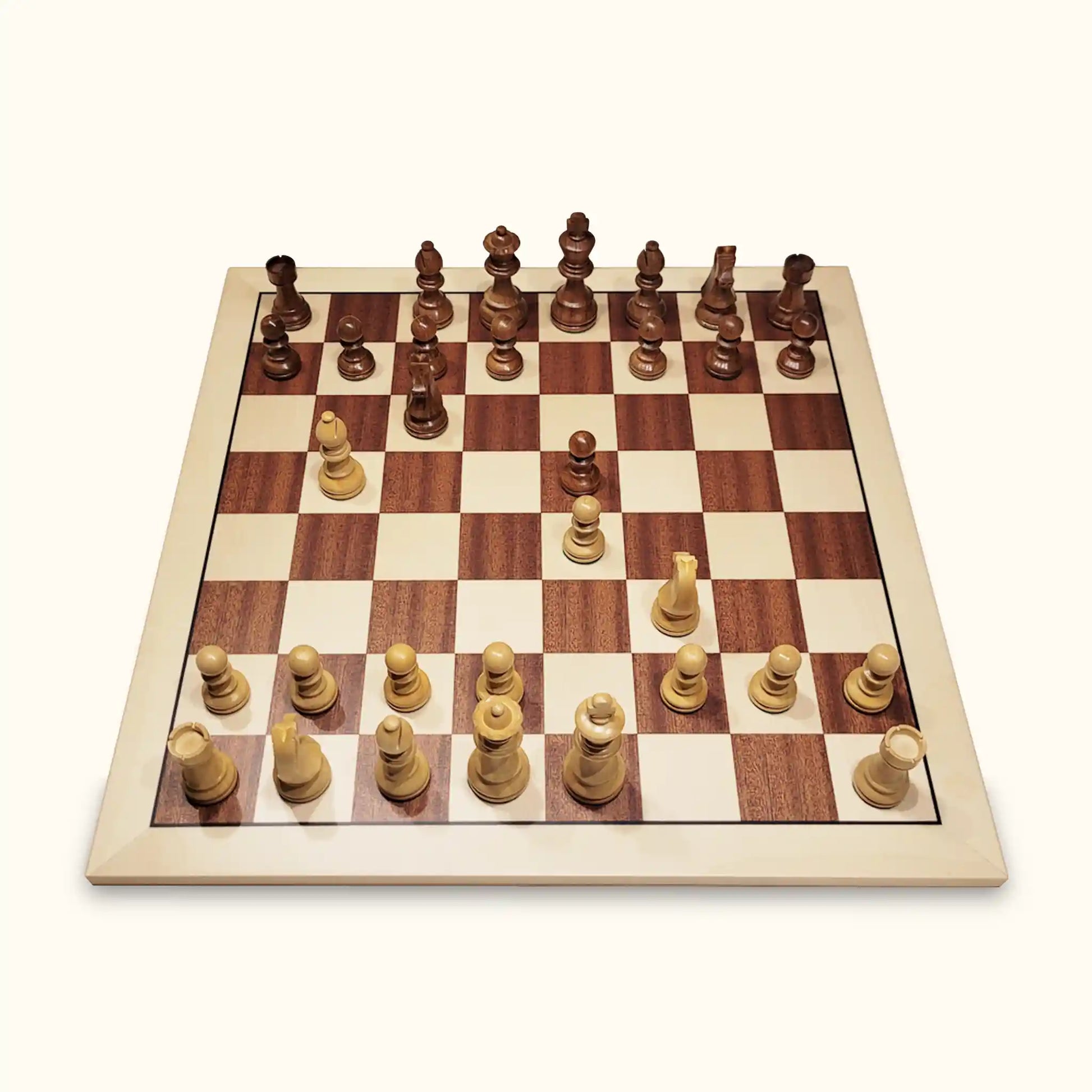 Chessboard maple standard with chess pieces german knight top