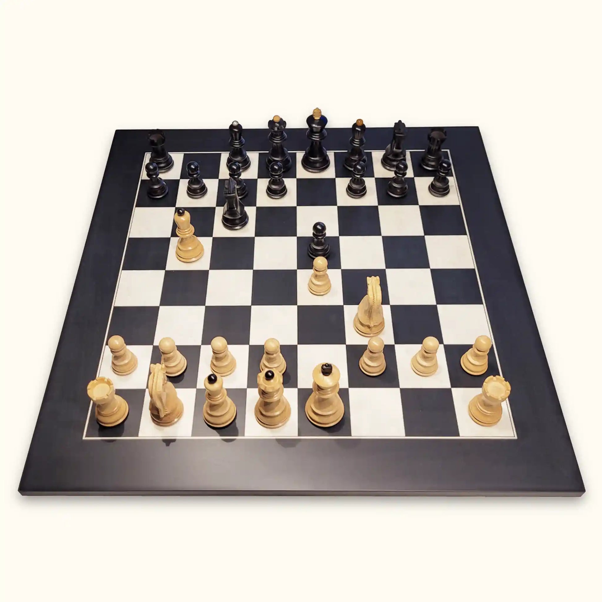 Chess pieces zagreb black on black chessboard top